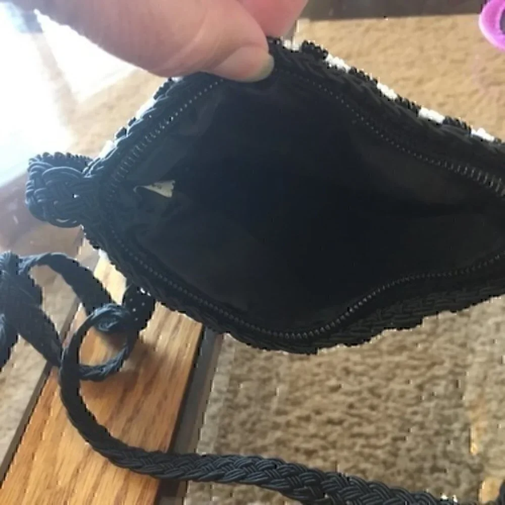 Little girls purse black and white beaded